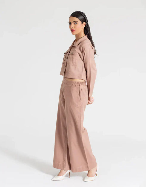 JACQUARD CROPPED SHIRT WITH FLAP POCKETS